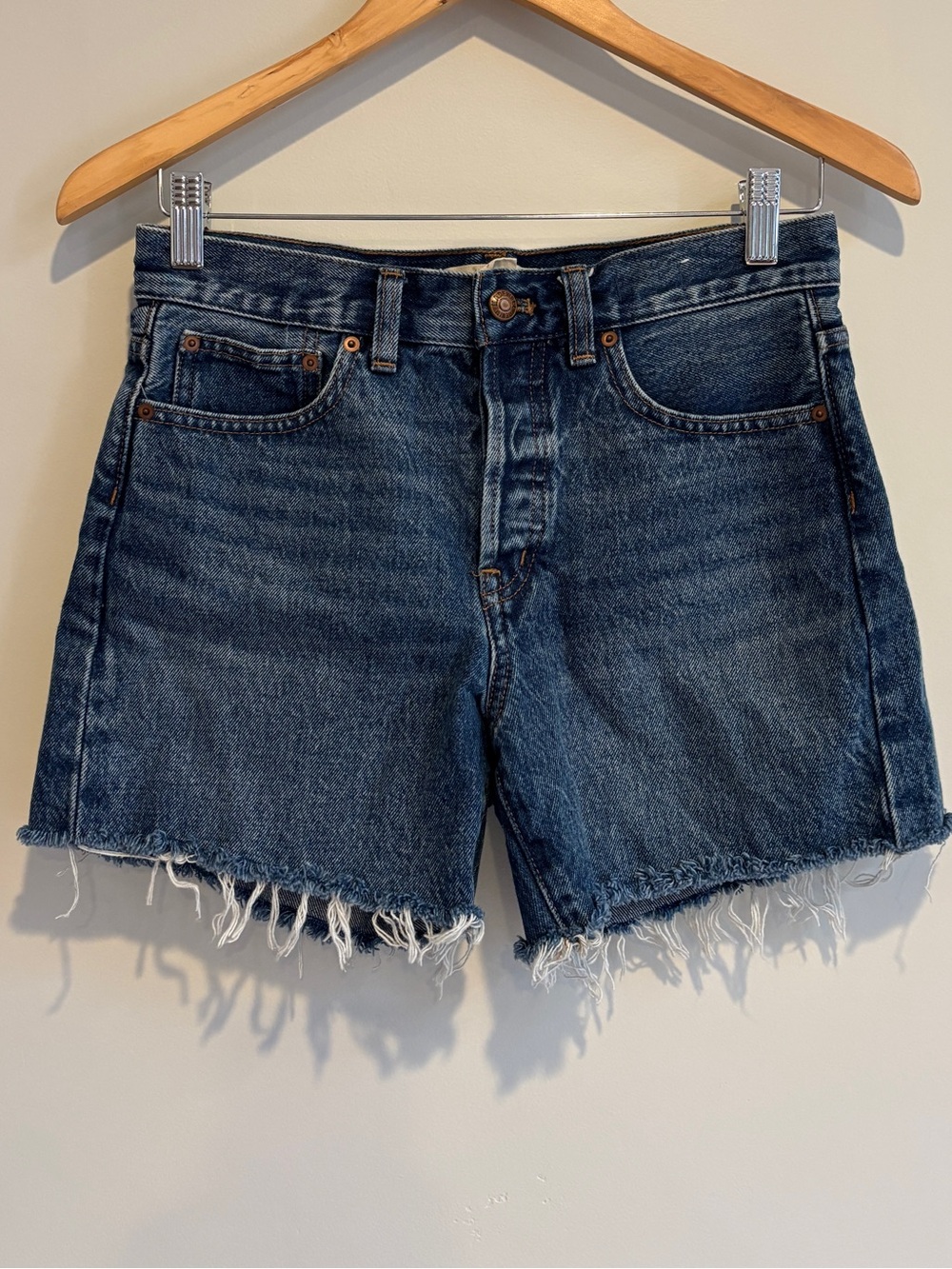 Madewell Brynn Long shorts - denim cutoff style size 24 - Picture 3 of 5